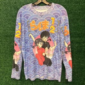 80s Vintage Ranma 1/2 Anime AOP Long Sleeve T-Shirt Sized L